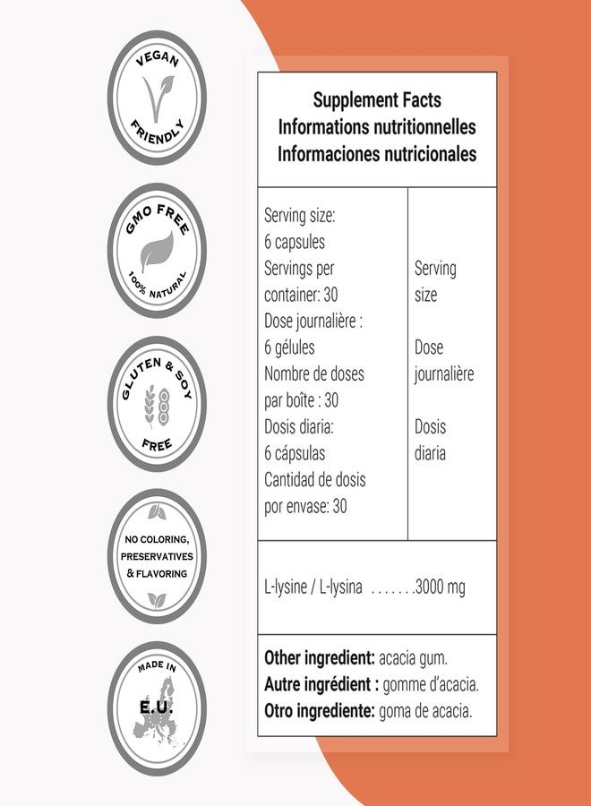 Supersmart - L-Lysine 6000mg per Day (High Strength) - Essential Amino Acid Lysine Supplement | Non-GMO & Gluten Free - 180 Vegetarian Capsules - Image 3